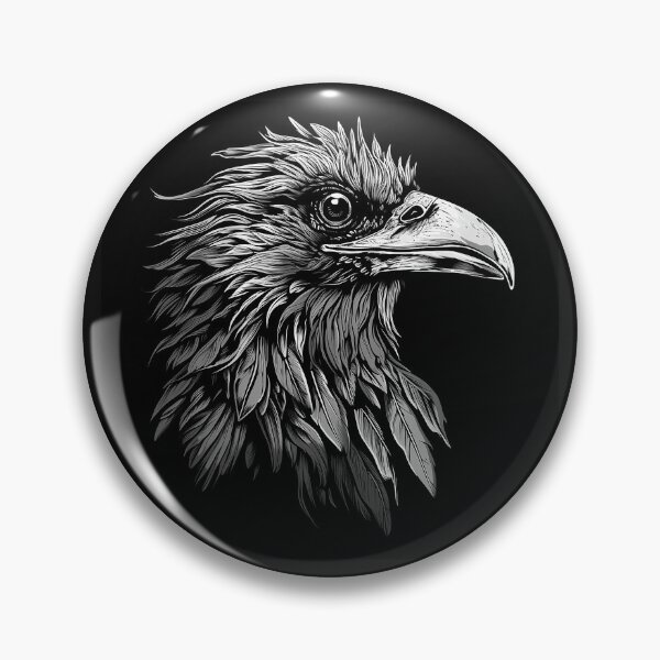 Item preview, Black and White Raven Head Portrait Art designed and sold by inkoutninja.