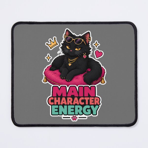 Item preview, Main Character Energy Glam Black Cat designed and sold by MoodCats.