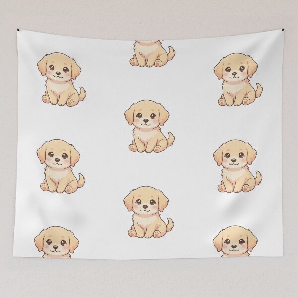 Item preview, Cute Chibi Golden Retriever Puppy Pastel Art designed and sold by tineldesign.
