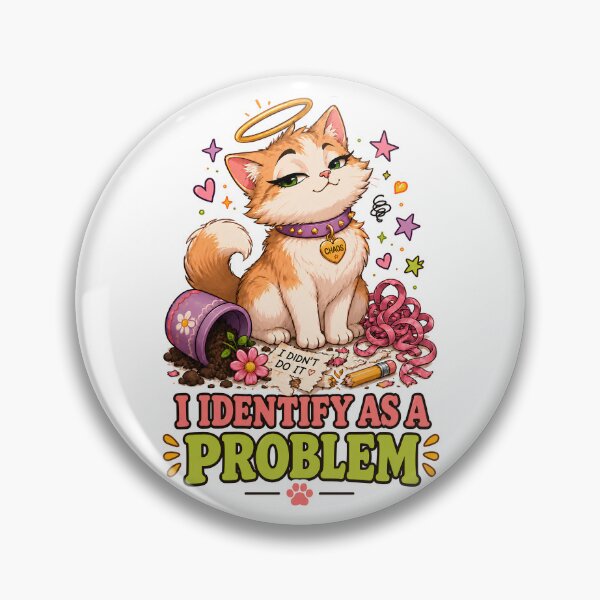 Item preview, I Identify As A Problem Chaos Cat designed and sold by MoodCats.