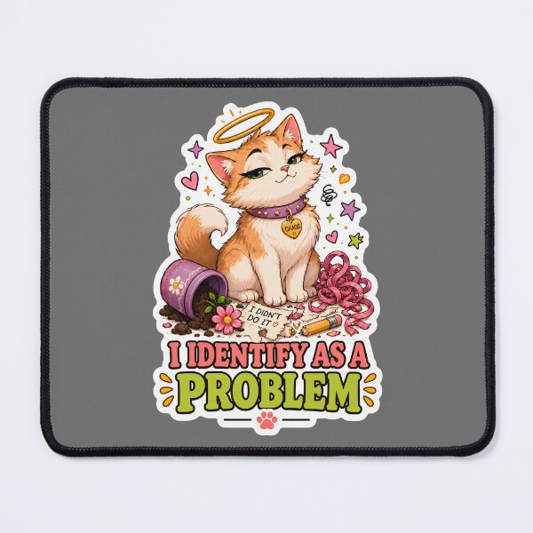 Item preview, I Identify As A Problem Chaos Cat designed and sold by MoodCats.