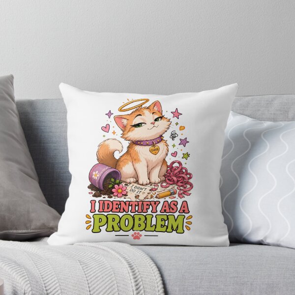 Item preview, I Identify As A Problem Chaos Cat designed and sold by MoodCats.