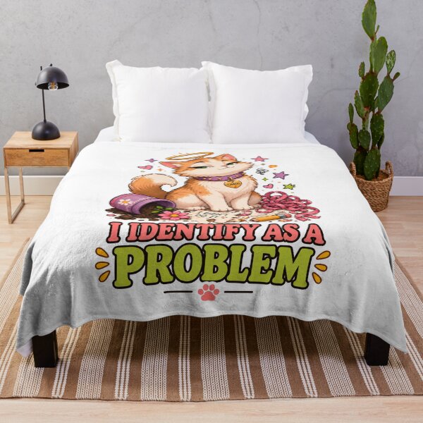 Item preview, I Identify As A Problem Chaos Cat designed and sold by MoodCats.