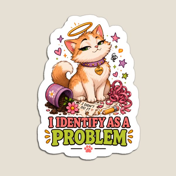 Item preview, I Identify As A Problem Chaos Cat designed and sold by MoodCats.