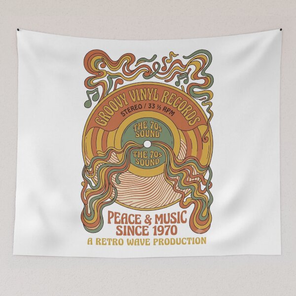 Item preview, Retro Vinyl Record 70s Psychedelic Wave Art designed and sold by gopurartwork69.