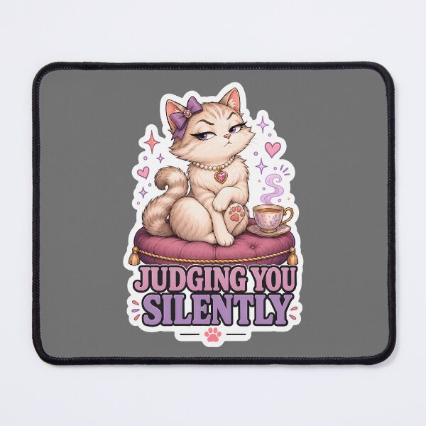 Item preview, Judging You Silently Sassy Tea Cat designed and sold by MoodCats.