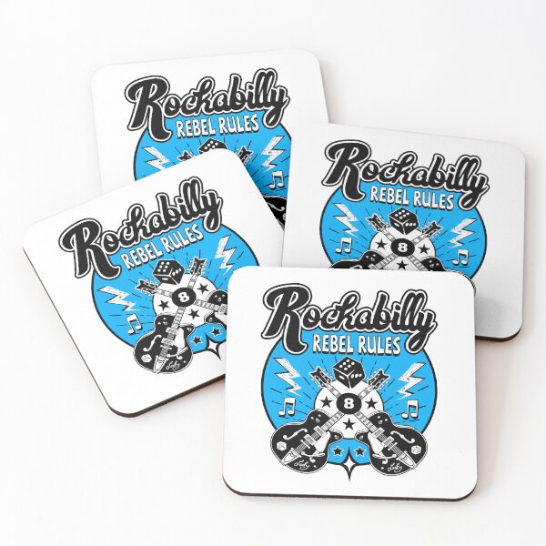 Item preview, Rockabilly Rock n Roll Blue White and Black Dice Rockers Guitars Sticker designed and sold by MemphisCenter.