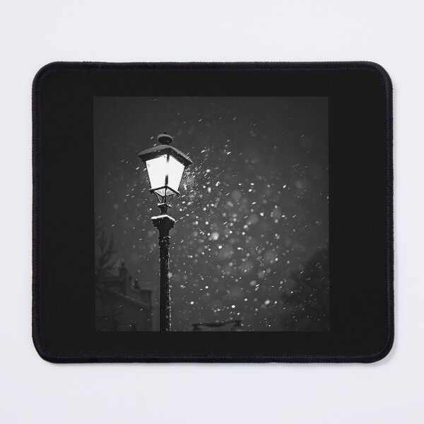 Item preview, Black and White Snowy Street Lamp Winter Art designed and sold by inkoutninja.