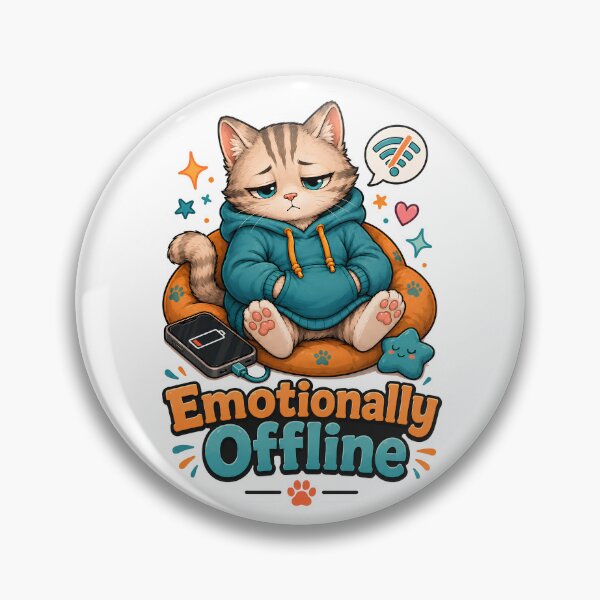 Item preview, Emotionally Offline Low Battery Introvert Cat designed and sold by MoodCats.