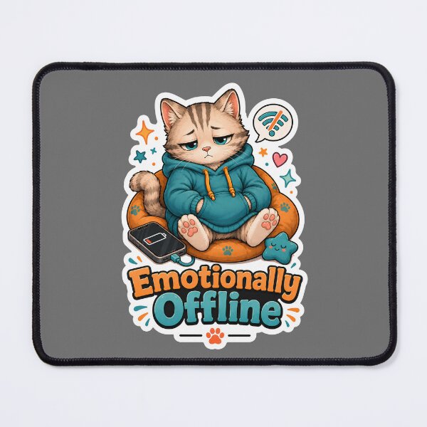 Item preview, Emotionally Offline Low Battery Introvert Cat designed and sold by MoodCats.