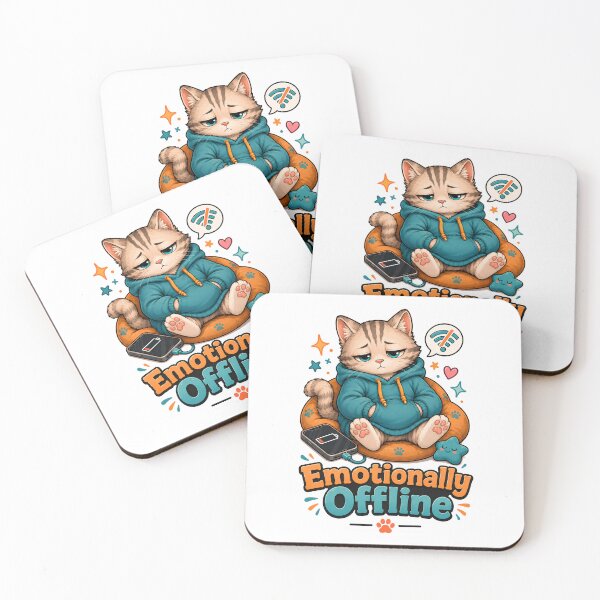 Item preview, Emotionally Offline Low Battery Introvert Cat designed and sold by MoodCats.