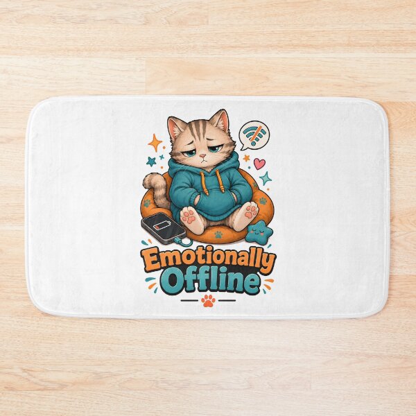 Item preview, Emotionally Offline Low Battery Introvert Cat designed and sold by MoodCats.