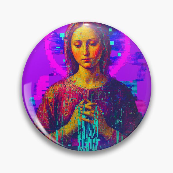 Item preview, Neon Praying Madonna: Cyan Pixel Dispersion designed and sold by A E S T H E T A T A G.
