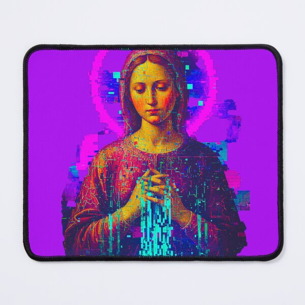 Item preview, Neon Praying Madonna: Cyan Pixel Dispersion designed and sold by A E S T H E T A T A G.