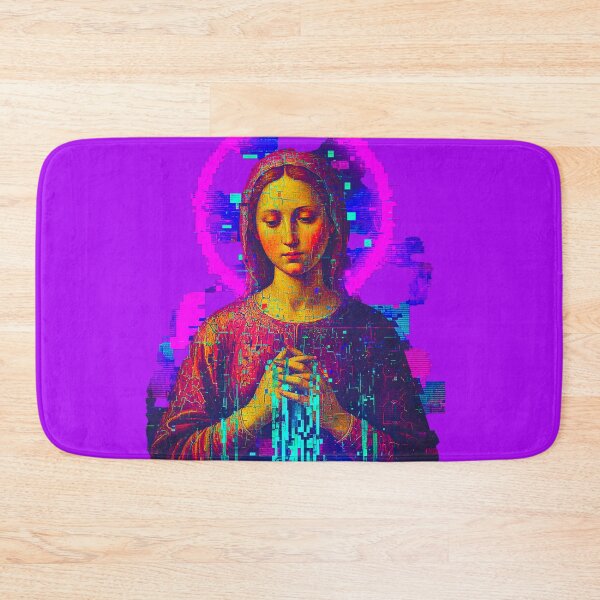 Item preview, Neon Praying Madonna: Cyan Pixel Dispersion designed and sold by A E S T H E T A T A G.