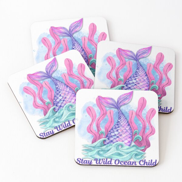 Item preview, Stay Wild Ocean Child – Watercolor Mermaid Tail Waves Boho Beach Art designed and sold by DonnaRaine.