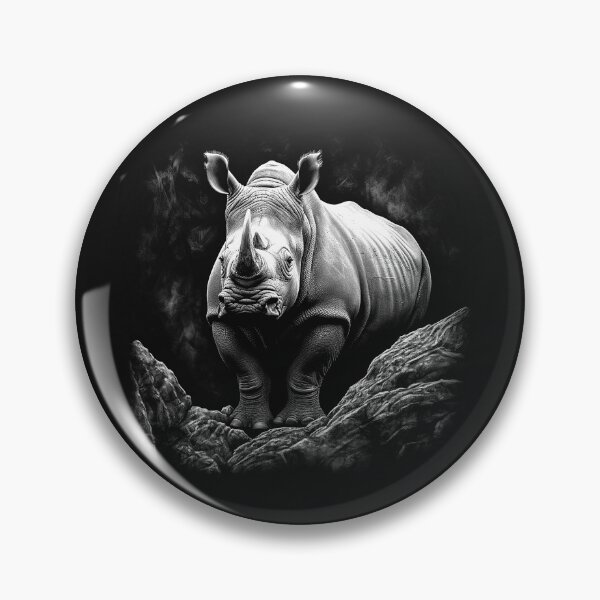 Item preview, Black and White Rhino on Rocks Wildlife Art designed and sold by inkoutninja.
