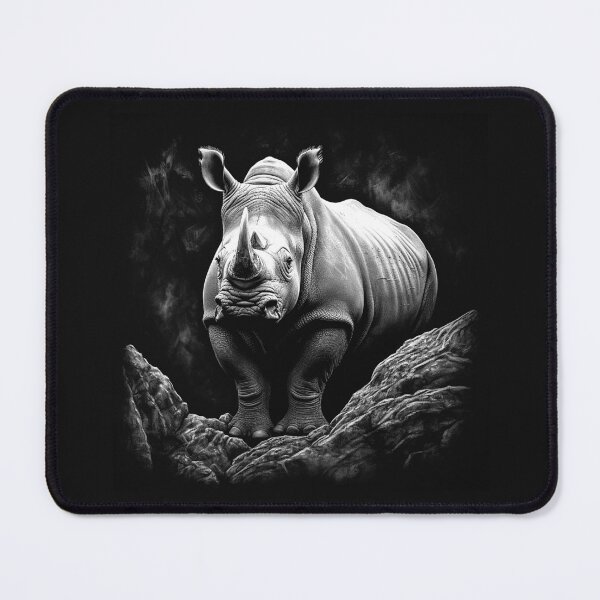 Item preview, Black and White Rhino on Rocks Wildlife Art designed and sold by inkoutninja.