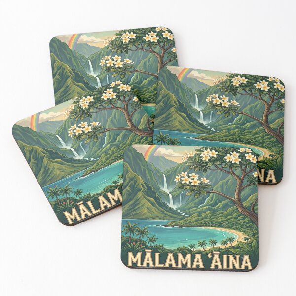 Item preview, Malama Aina Care for the Land — Hawaii Rainbow Valley Plumeria Conservation Art Print designed and sold by MālamaThreads.