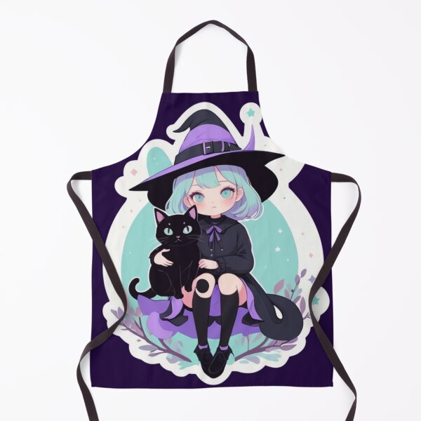 Item preview, Cute Full Body Anime Witch Girl with Black Cat Sticker designed and sold by Soluna Studio.