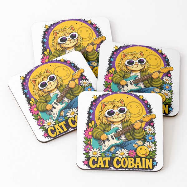 Item preview, Cat Cobain T-Shirt Retro psychedelic tee Alternative Grunge Music Nirvana Fan designed and sold by ToastDesign.