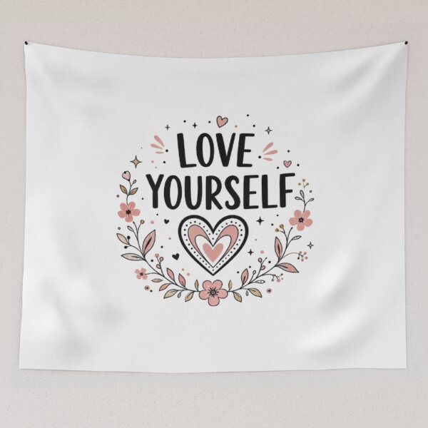 Item preview, Love Yourself lettering with floral heart designed and sold by Ahmedsyde.