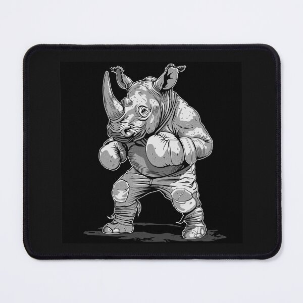 Item preview, Black and White Boxing Rhino Fighter Art designed and sold by inkoutninja.