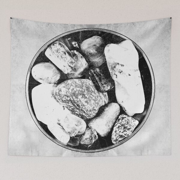 Item preview, Tumbled Gemstones Crystal Bowl Dark Mineral Collection Art designed and sold by Ghoul Enterprises.