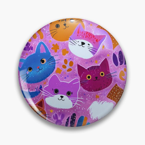 Item preview, Cute Colorful Cats Pattern – Kawaii Cat Faces Pink Aesthetic Design designed and sold by IMuDesigner.