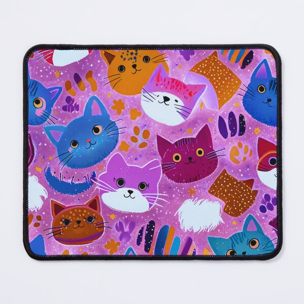 Item preview, Cute Colorful Cats Pattern – Kawaii Cat Faces Pink Aesthetic Design designed and sold by IMuDesigner.