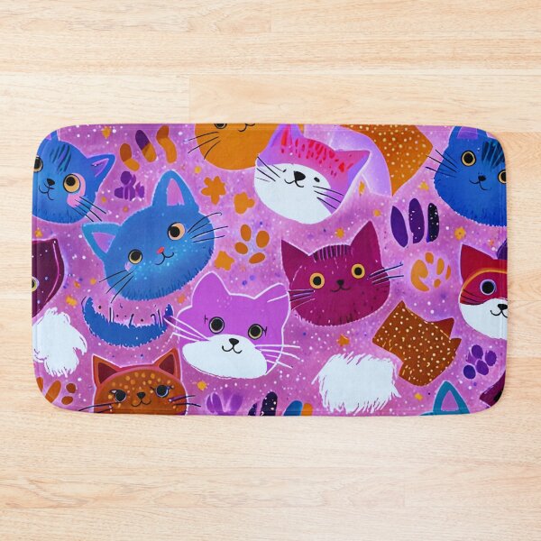Item preview, Cute Colorful Cats Pattern – Kawaii Cat Faces Pink Aesthetic Design designed and sold by IMuDesigner.