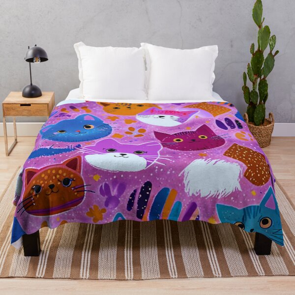 Item preview, Cute Colorful Cats Pattern – Kawaii Cat Faces Pink Aesthetic Design designed and sold by IMuDesigner.