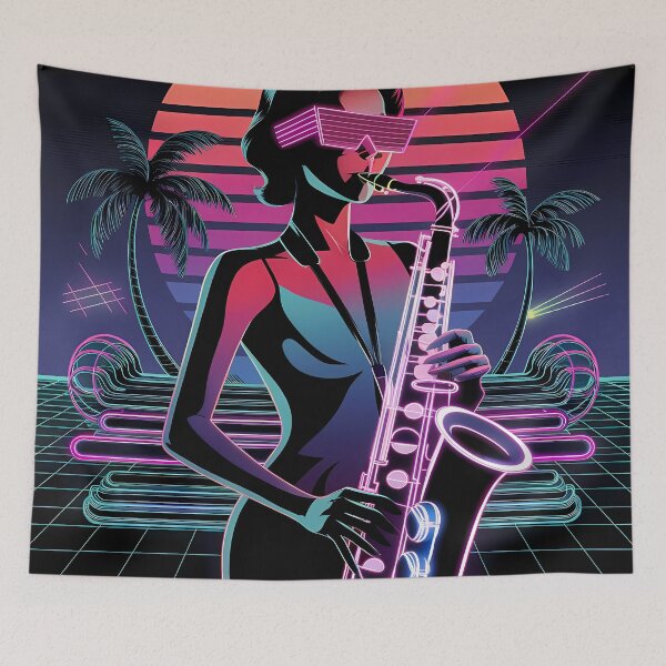 Item preview, Neon Saxophone Queen - International Music day designed and sold by Art-Arcade6.