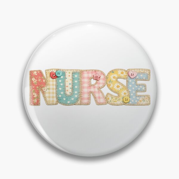 Item preview, NURSE in fake patchwork stitching, flat image designed and sold by Giddy Bear Gifts.