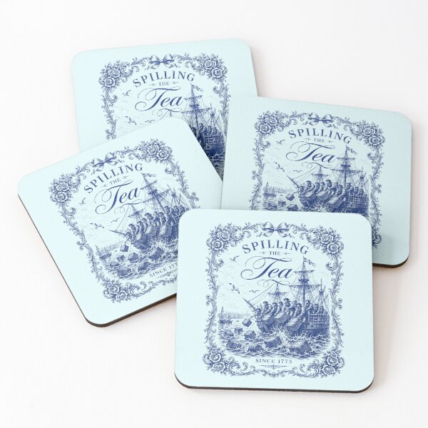 Item preview, Blue Toile Spilling The Tea Since 1773 Party History Pun designed and sold by elongatedjazz.