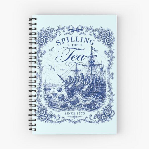 Item preview, Blue Toile Spilling The Tea Since 1773 Party History Pun designed and sold by elongatedjazz.