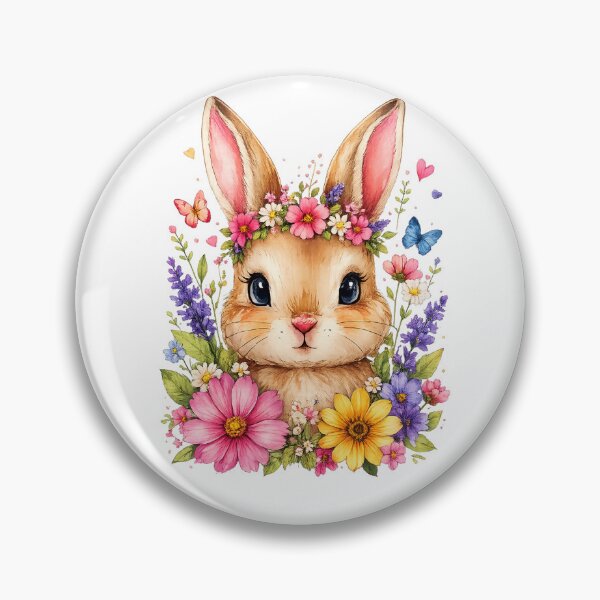 Item preview, Cute Floral Bunny Watercolor Illustration | Spring Rabbit with Flowers designed and sold by ravuh.