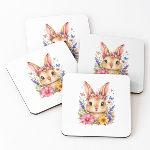 Item preview, Cute Floral Bunny Watercolor Illustration | Spring Rabbit with Flowers designed and sold by ravuh.