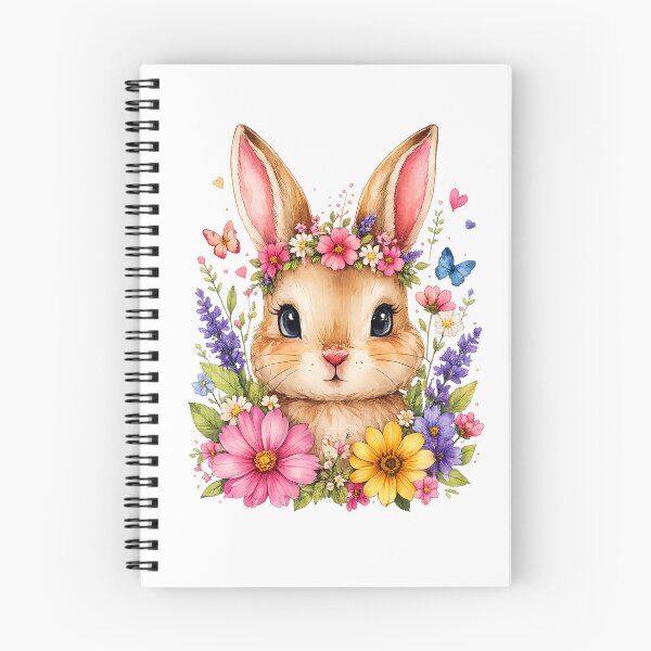Item preview, Cute Floral Bunny Watercolor Illustration | Spring Rabbit with Flowers designed and sold by ravuh.