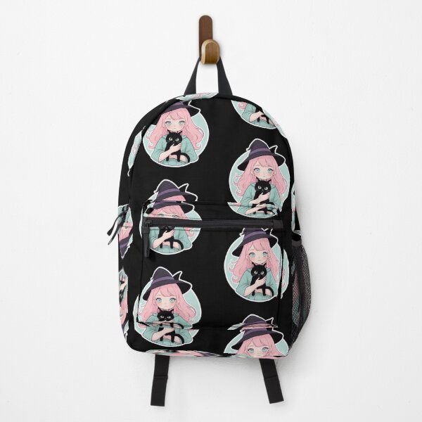Item preview, Cute Anime Witch Girl Pink Hair with Black Cat Circle Art designed and sold by Soluna Studio.