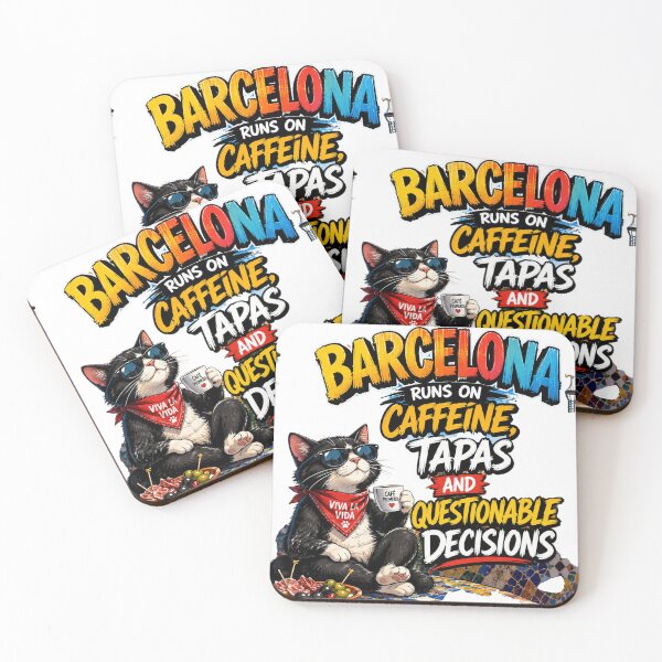 Item preview, Barcelona Runs on Caffeine, Tapas & Questionable Decisions – Funny Barcelona Cat Travel T-Shirt | Spain Food Lover Graphic Tee designed and sold by Sushikidsntoddlers.