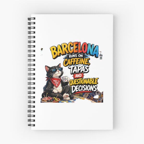 Item preview, Barcelona Runs on Caffeine, Tapas & Questionable Decisions – Funny Barcelona Cat Travel T-Shirt | Spain Food Lover Graphic Tee designed and sold by Sushikidsntod.