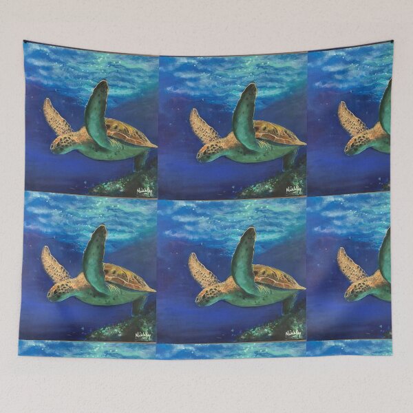 Item preview, Ocean Sea Turtle - Realistic Underwater Marine Life Painting designed and sold by Artdesrapides.