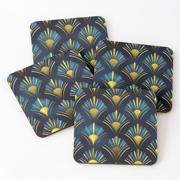 Item preview, Teal Blue And Golden Hues Art Deco Pattern designed and sold by DEC02.