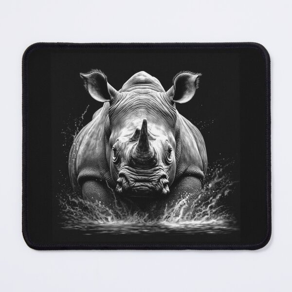 Item preview, Black and White Charging Rhino Wildlife Art designed and sold by inkoutninja.