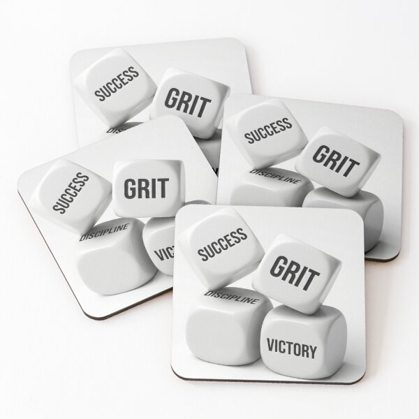 Item preview, SUCCESS GRIT DISCIPLINE VICTORY - Minimalist White Dice Wall Art designed and sold by AiNaturalsOnly.