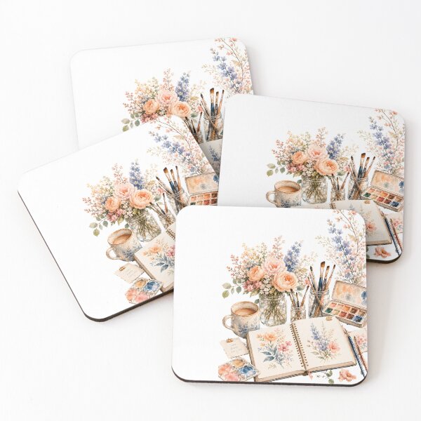 Item preview, Watercolor Floral Artist Desk with Sketchbook and Wildflowers designed and sold by SRY SHOP.