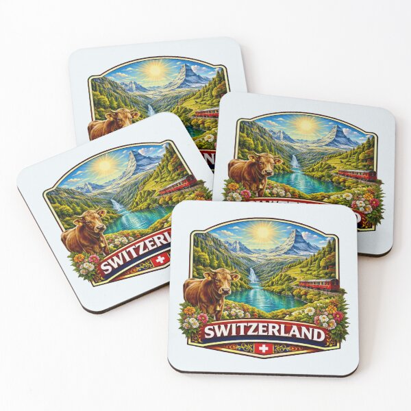 Item preview, Switzerland - Matterhorn, Alpine Lake and Swiss Train designed and sold by Myra365Art.