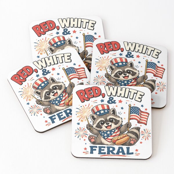 Item preview, Funny 4th of July T-Shirt, Red White & Feral Raccoon, Cute Patriotic Tee, USA Independence Day, America BBQ Party designed and sold by ToastDesign.