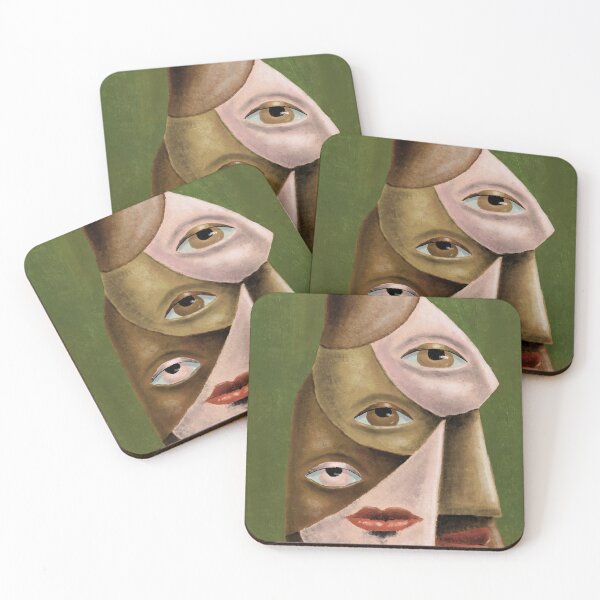 Aperçu de l'œuvre Visages cubistes abstraits aux tons terreux créée et vendue par aekritdeach.